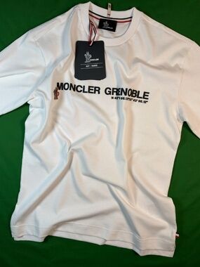 AUTHENTIC NEW MONCLER MEN'S T-SHIRT WHITE COTTON SIZE X-LARGE REGULAR FIT